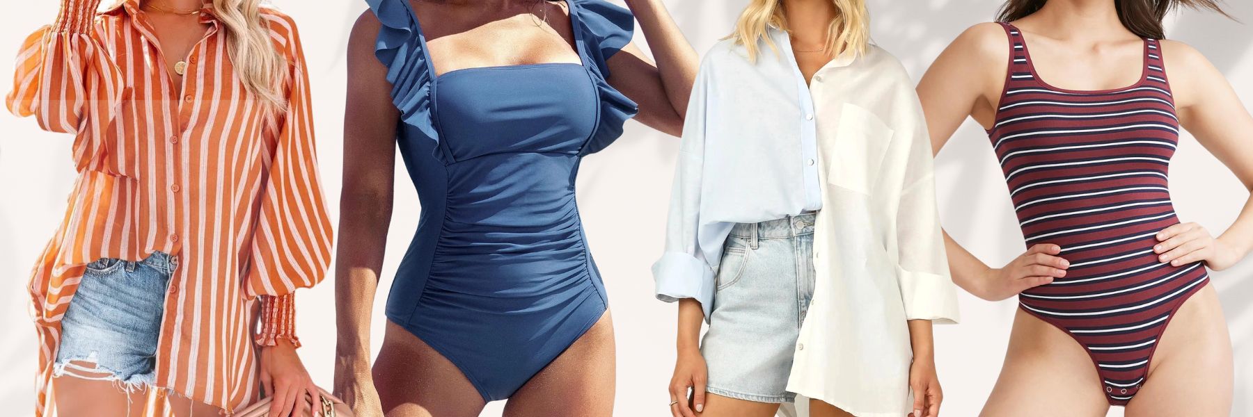 summer swimsuits and oversized shirts