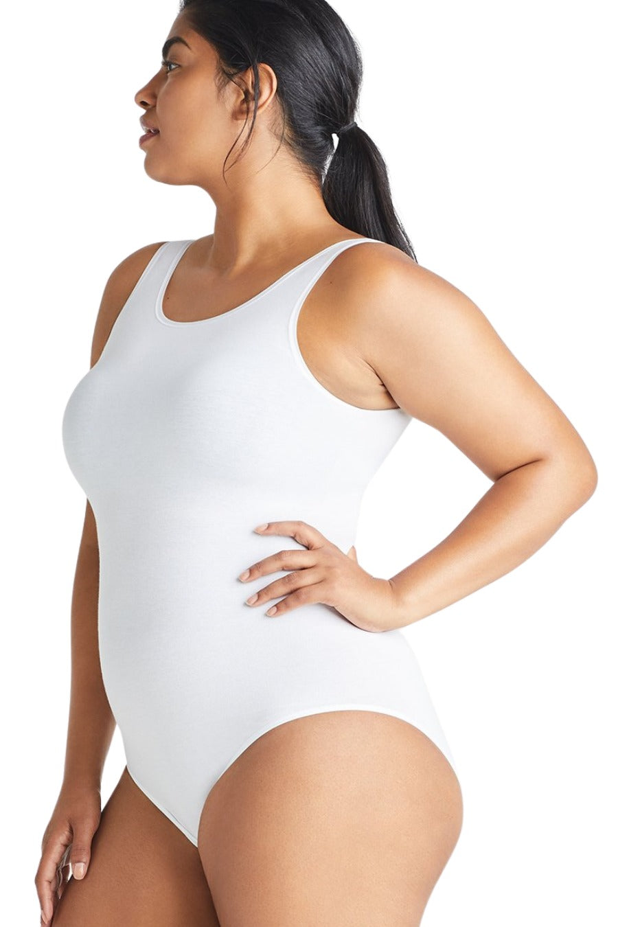 Ruby Shaping Full Back Bodysuit - Cotton Seamless - White Yummie