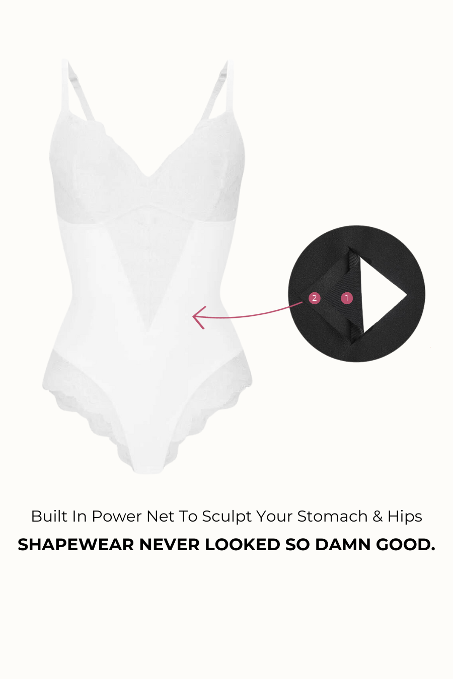 Aria Shaping Lace Bodysuit - White Contour Clothing