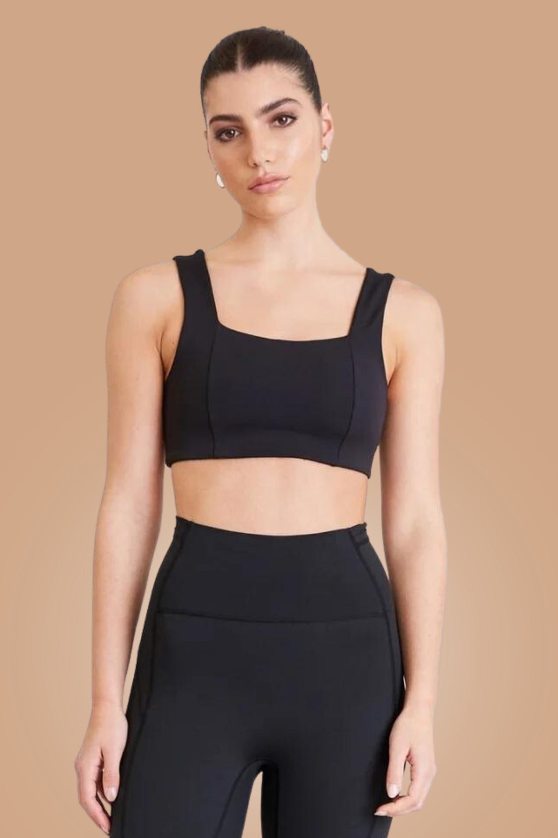 Hustle Square Neck Sports Bra - Black AllFenix