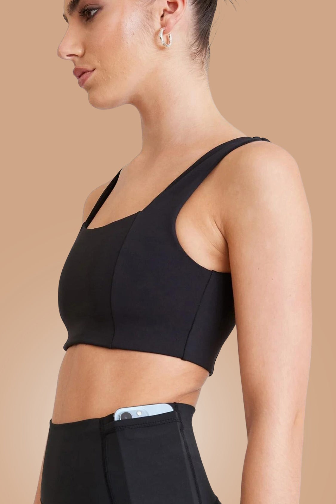 Hustle Square Neck Sports Bra - Black AllFenix