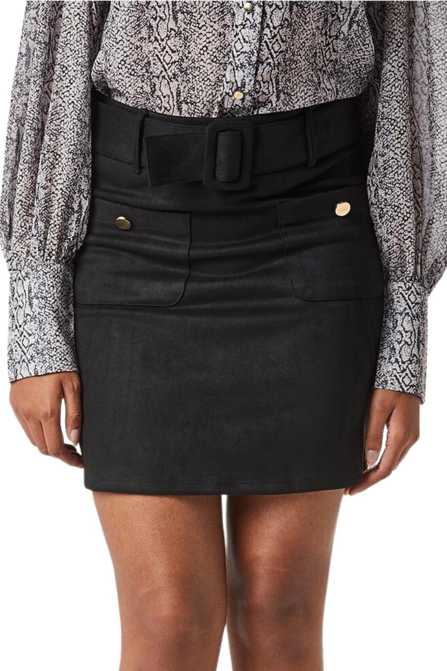 Sarah Suede Skirt - Black Zibi