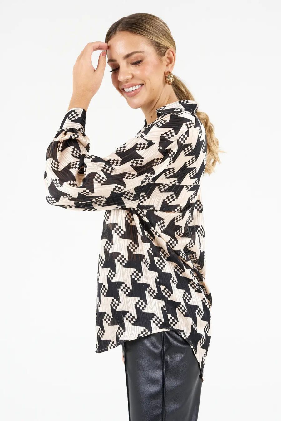 Limited Edition: Jude Oversized Shirt - Champagne & Black Zibi