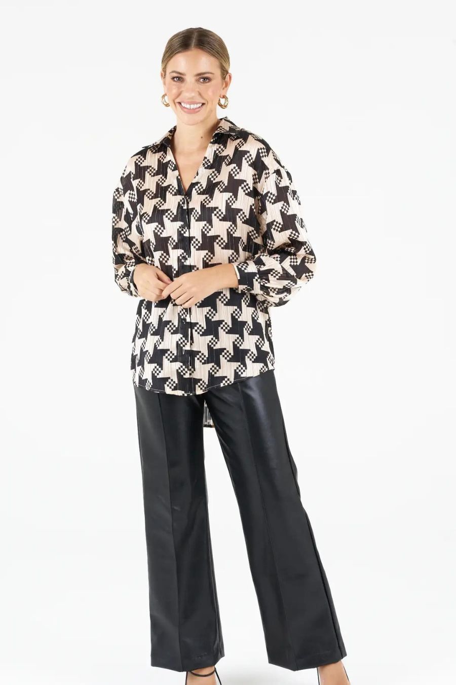 Limited Edition: Jude Oversized Shirt - Champagne & Black Zibi