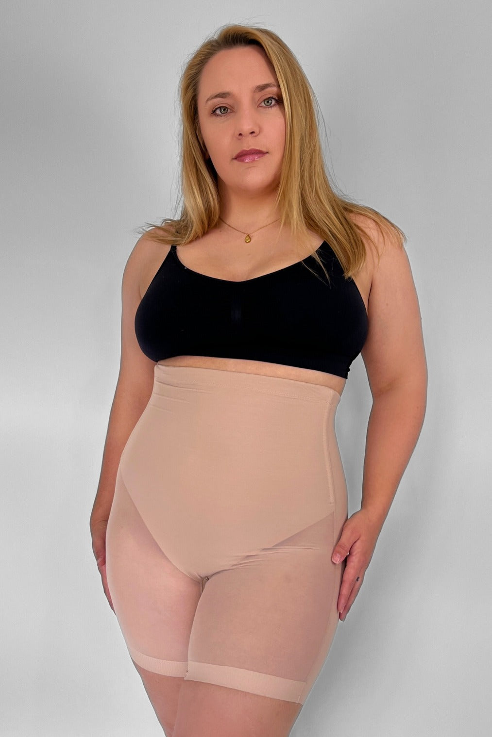 Cool Breeze Mesh Stomach & Hip Shapers with Anti Chafe - Frappe