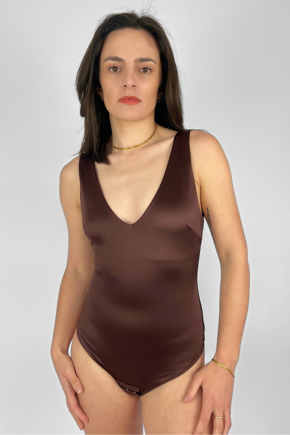 Luxe Satin Shaping Bodysuit - Mocha