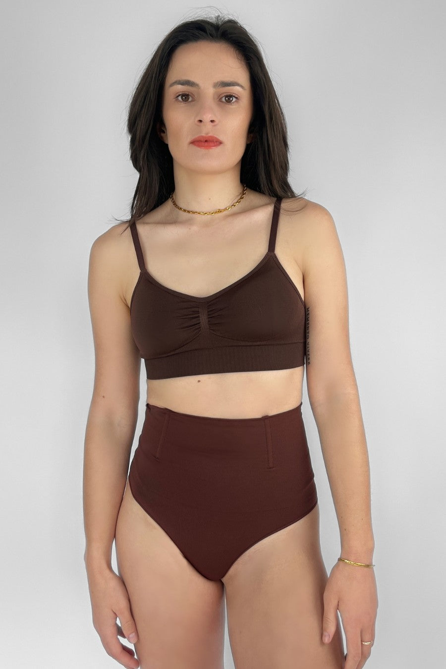 High Waist Shaping Brief Thong - Mocha Eco