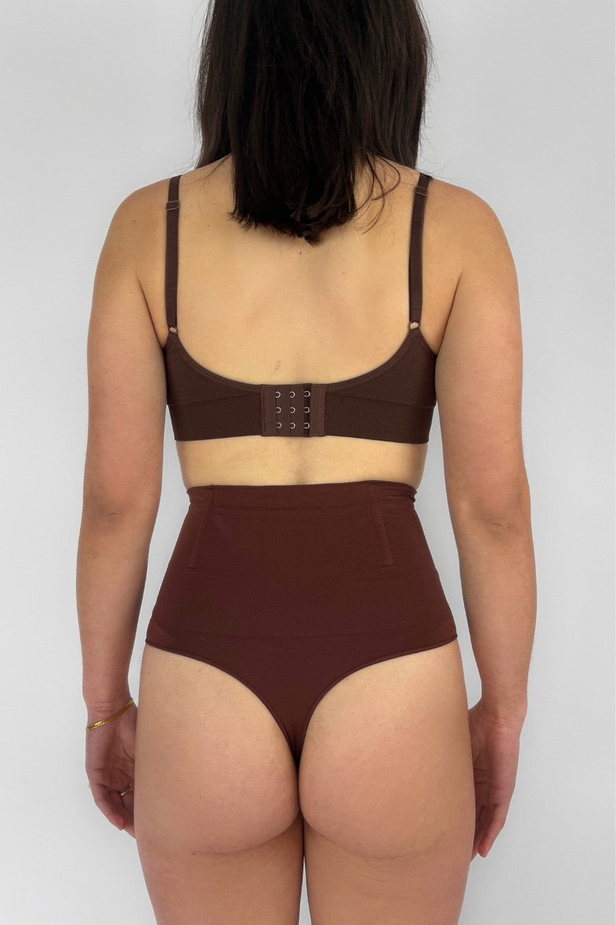 High Waist Shaping Brief Thong - Mocha Eco