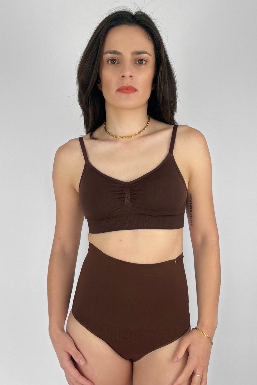 High Waist Shaping Brief Full Back - Mocha Eco