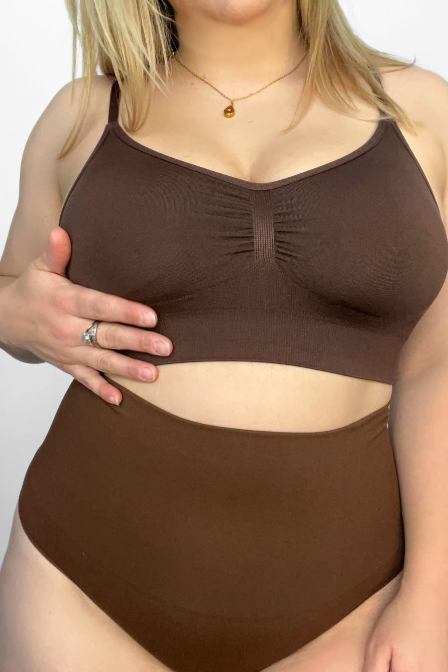 High Waist Shaping Brief Full Back - Mocha Eco