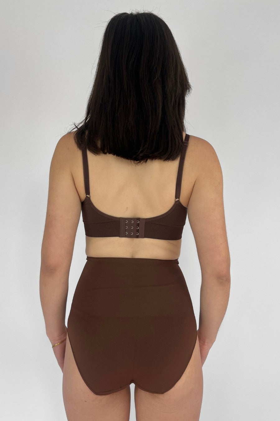 High Waist Shaping Brief Full Back - Mocha Eco