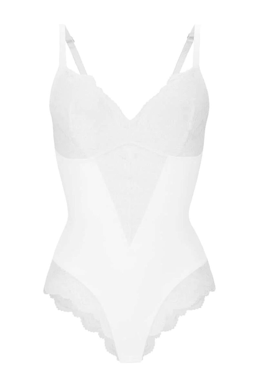 Aria Shaping Lace Bodysuit - White Contour Clothing