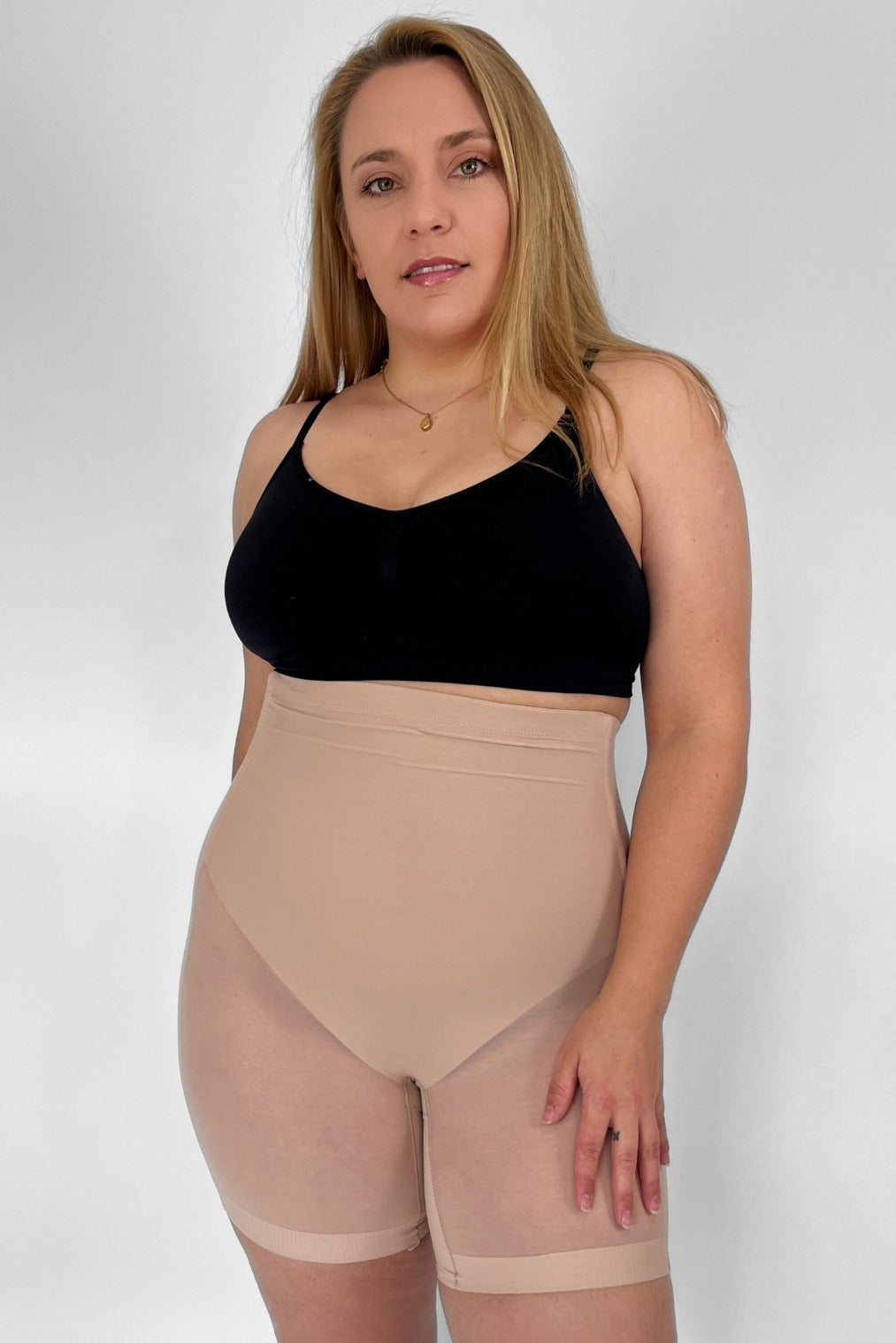 Cool Breeze Mesh Stomach & Hip Shapers with Anti Chafe - Frappe