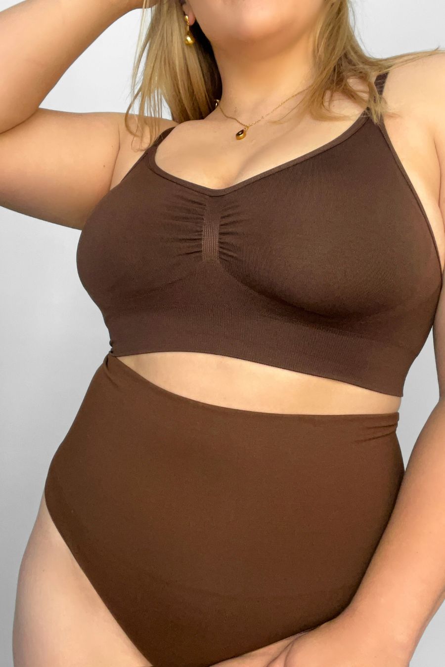 High Waist Shaping Brief Full Back - Mocha Eco