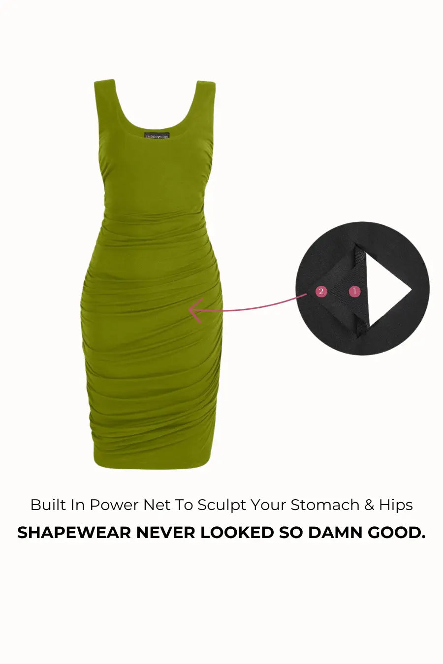 Embodycon™ Tank Shaping Dress - Olive Embodycon