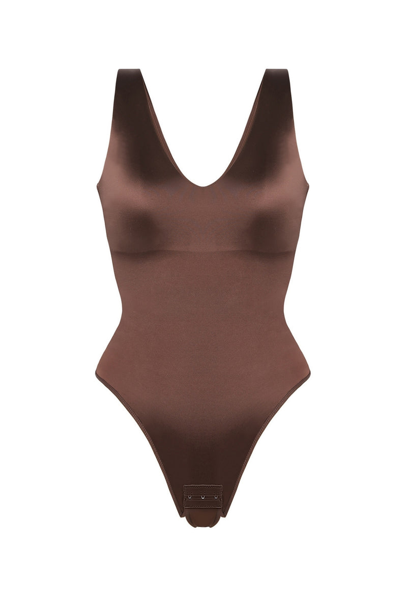 Luxe Satin Shaping Bodysuit - Mocha Contour Clothing