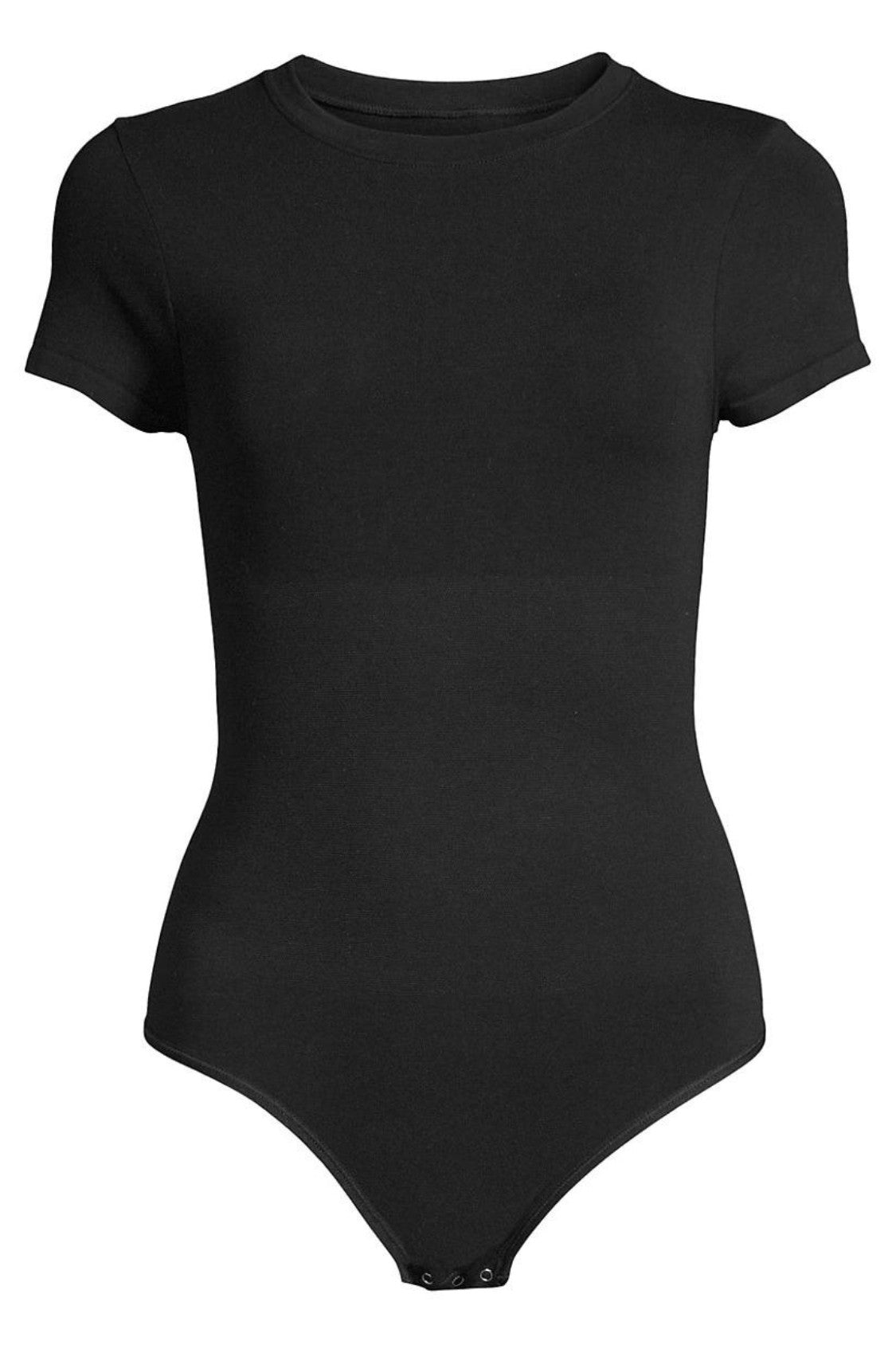 Short Sleeve Shaping Thong Bodysuit - Outlast® Seamless - Black
