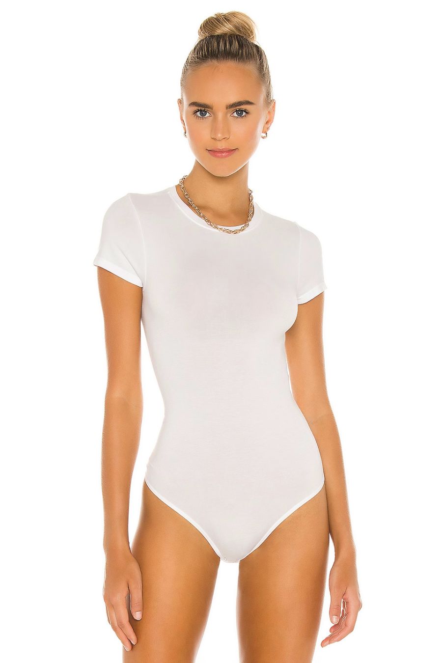 Short Sleeve Shaping Thong Bodysuit - Outlast® Seamless - White