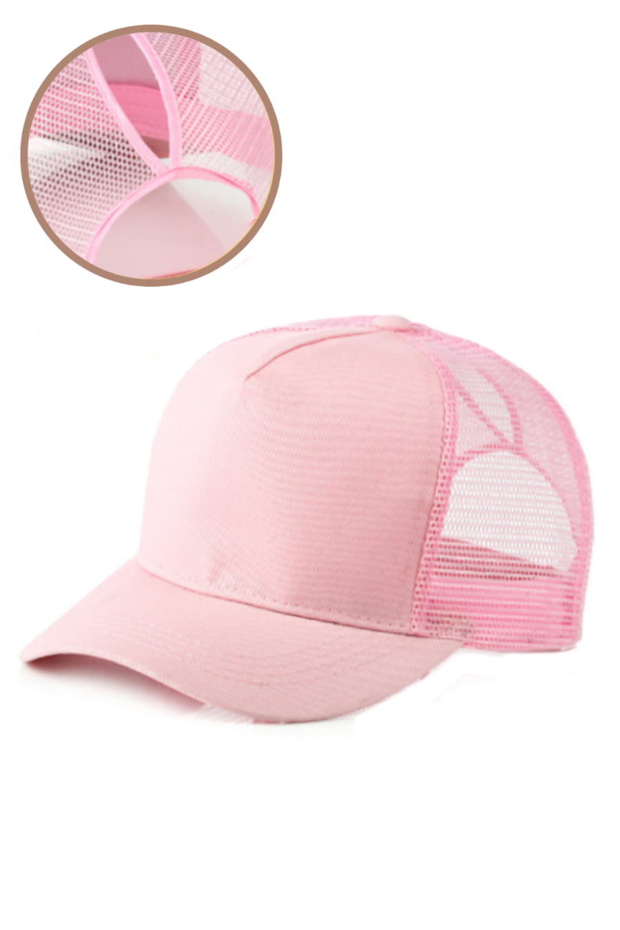 Contour High Ponytail Cap - Baby Pink