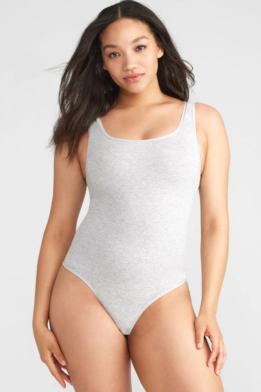 Ruby Shaping Thong Bodysuit - Cotton Seamless - Heather Grey