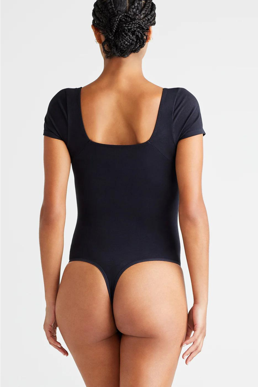 Annette Shaping Thong Bodysuit - Cotton Seamless - Black